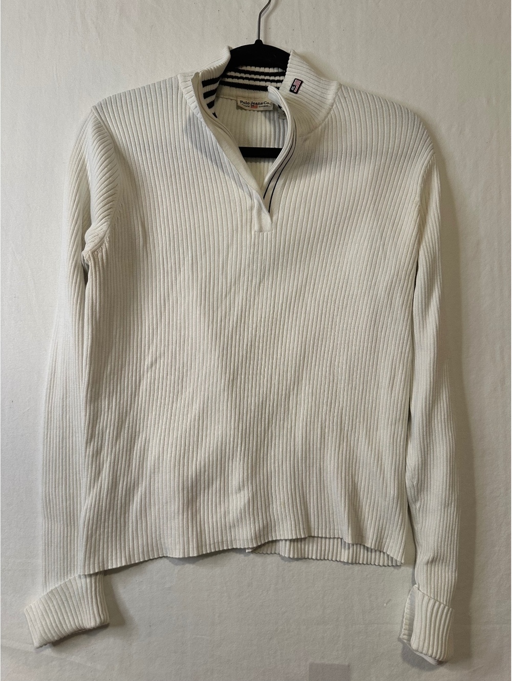Vintage Polo Jeans Co Ralph Lauren Ribbed 1/4 Zip Sweater XL Cotton
